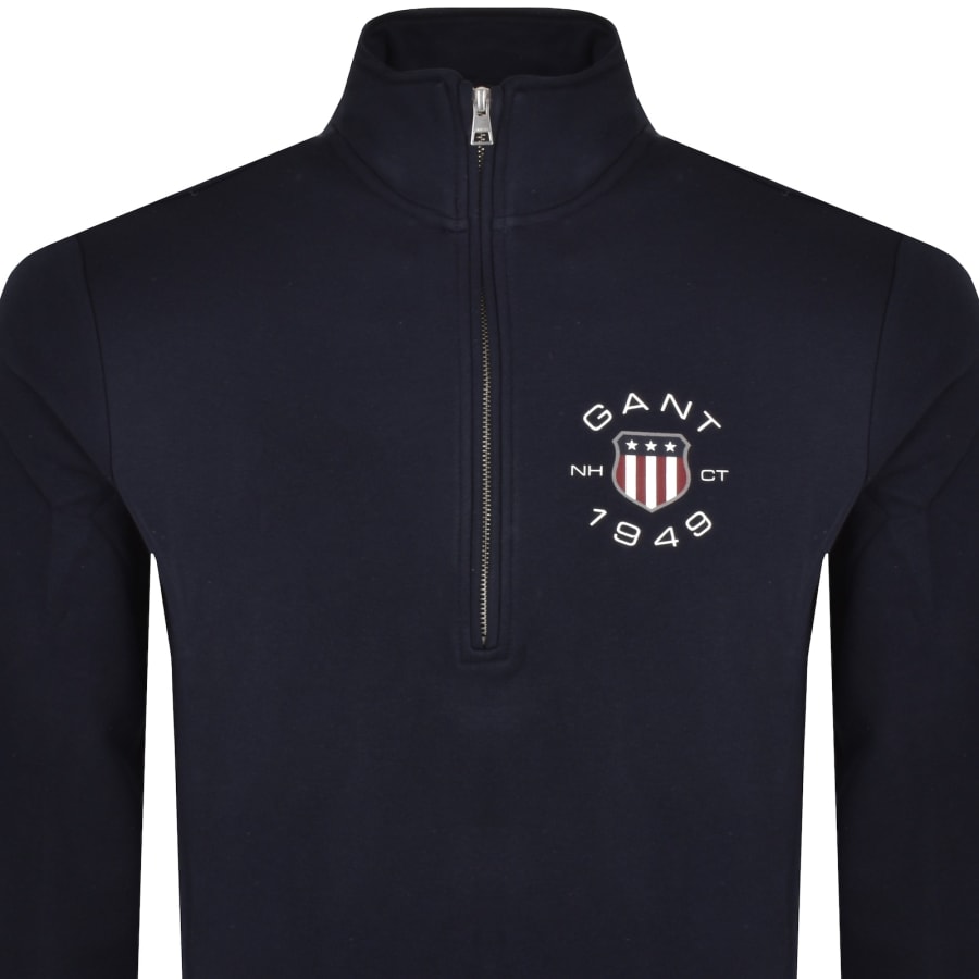 Gant Shield Logo Half Zip Sweatshirt Navy Mainline Menswear Ireland